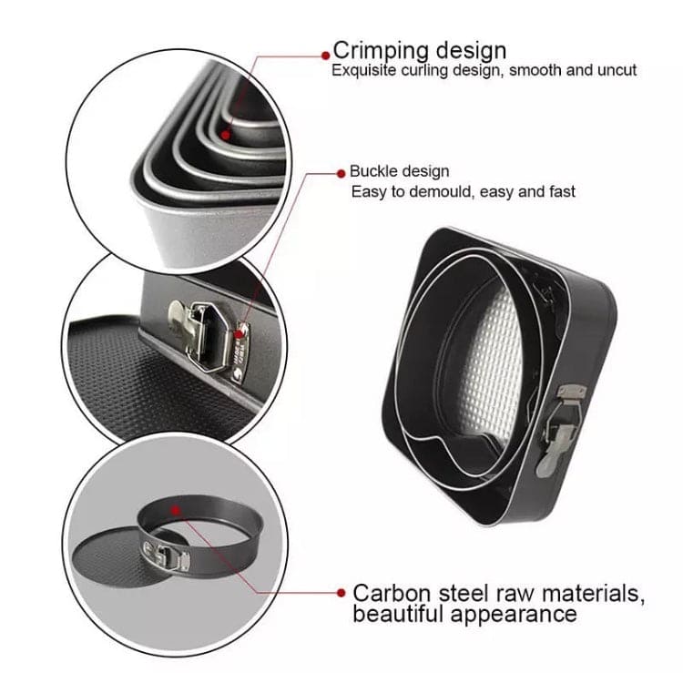 Set Of 3 Carbon Non Stick Pan, Round And Heart Cake Pan Set, Steel Nonstick Leakproof Cheesecake Pans, Mini Cake Molds Set Of 3 Carbon Non Stick Pan, Round And Heart Cake Pan Set, Steel Nonstick Leakproof Cheesecake Pans, Mini Cake Molds